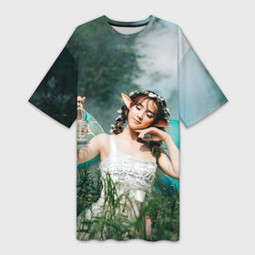 Платье-футболка 3D с принтом Маленькая лесная фея в Новосибирске,  |  | венди | волшебник | волшебница | волшебство | девочка | девушка | добро | лес | маленькая | питер пэн | ребенок | сказка | фея | эльф