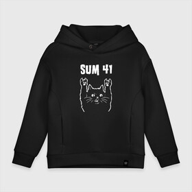 Детское худи Oversize хлопок с принтом SUM41 РОК КОТ в Новосибирске, френч-терри — 70% хлопок, 30% полиэстер. Мягкий теплый начес внутри —100% хлопок | боковые карманы, эластичные манжеты и нижняя кромка, капюшон на магнитной кнопке | rock | sum 41 | sum forty one | sum41 | музыка | панк | панк рок | рок | рок кот | роккот | сам 41