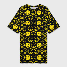 Платье-футболка 3D с принтом Nirvana (смайлики) в Новосибирске,  |  | kurt cobain | nirvana | punks not dead | rock music | анархия | знак | колобок | курт кобейн | металл | нирвана | панк рок | позитив | прикол | рожица | рок музыка | рок н ролл | рокер | с | символ | смайл | смайлики | трэш метал