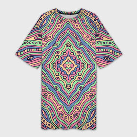 Платье-футболка 3D с принтом Разноцветный узор. Калейдоскоп. Абстракция в Новосибирске,  |  | абстрактный узор | абстракция | волнистые линии | волны | геометрический | геометрия | дудл | зеленый | калейдоскоп | круги | многоцветный | оранжевый | полосы.линии | психоделический