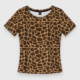 Женская футболка 3D Slim с принтом Пятна Шкуры Жирафа в Новосибирске,  |  | Тематика изображения на принте: animals | giraffe | safari | zoo | африка | дикая природа | животные | жираф | звери | зоопарк | кожа жирафа | мода | мозаика | пятна | саванна | сафари