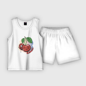 Детская пижама с шортами хлопок с принтом Вишни Kawaii в Новосибирске,  |  | Тематика изображения на принте: fruit | kawaii | вишеньки | вишни | вишня | милый | фрукт | ягоды