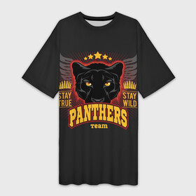 Платье-футболка 3D с принтом ПАНТЕРА (PANTHERS) в Новосибирске,  |  | animal | beast | black cat | cat | jaguar | leopard | panther | predator | predatory cat | wild cat | багира | джунгли | дикая кошка | животное | зверь | кот | леопард | пантера | хищная кошка | хищник | чёрная кошка | ягуар
