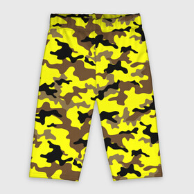 Велосипедки 3D с принтом Камуфляж Жёлто Коричневый в Новосибирске,  |  | brown | camo | camouflage | yellow | жёлтый | камуфляж | коричневый