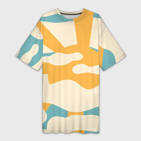 Платье-футболка 3D с принтом Ретро принт, солнце в облаках в Новосибирске,  |  | в облаках | винтаж | голубое | небо | облака | пейзаж | ретро | солнце