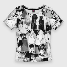 Женская футболка 3D Slim с принтом Psycho Pass pattern в Новосибирске,  |  | akane tsunemori | anime | arata shindou | shinya kogami | shougo makishima | аканэ цунэмори | аниме | анимэ | арата синдо | когами синья | психопаспорт | сёго макишима | шинья когами