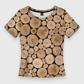 Женская футболка 3D Slim с принтом Спил дерева в Новосибирске,  |  | в детскую | в комнату | дерево | деревья | деревянный | на кровать | на стол | патерн | песочный цвет | по  дерево | рельеф | структура дерева | текстура