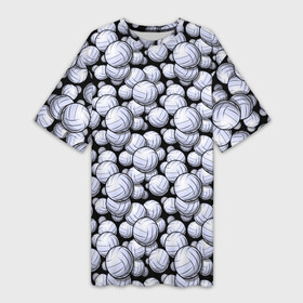 Платье-футболка 3D с принтом Волейбольные Мячи (Volleyballs) в Новосибирске,  |  | a game | ball | championship | club | league | playground | sport | team | tournament | volleyball | волейбол | волейбольный мяч | игра | клуб | лига | площадка | спорт | турнир | чемпионат
