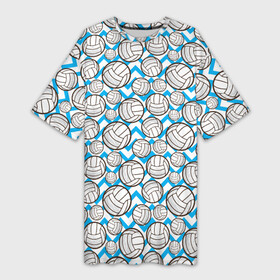 Платье-футболка 3D с принтом Мячи Волейбольные в Новосибирске,  |  | a game | ball | championship | club | league | playground | sport | team | tournament | volleyball | волейбол | волейбольный мяч | игра | клуб | лига | площадка | спорт | турнир | чемпионат