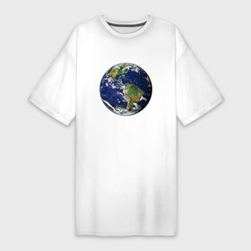 Платье-футболка хлопок с принтом Земля. Вид из космоса в Новосибирске,  |  | earth | green peace | home | вода | земля | климат | космос | планета | природа | сохранение | экология