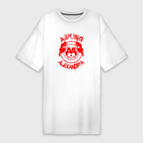 Платье-футболка хлопок с принтом asking alexandria красный лого в Новосибирске,  |  | alexandria | asking | asking alexandria | ben bruce | danny worsnop | metal | metalcore | rock | sam bettley | sumerian | sumerian records | рок