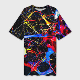 Платье-футболка 3D с принтом Импрессионизм  Vanguard neon pattern в Новосибирске,  |  | color | fashion | imressionism | neon | paint | pattern | vanguard | авангард | импрессионизм | краска | мода | неон | узор | цвет