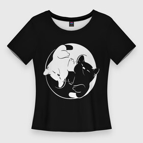 Женская футболка 3D Slim с принтом Инь Янь  котики в Новосибирске,  |  | животные | инь янь | кот | котенок | котики | котята | кошка | кошки | черно белое