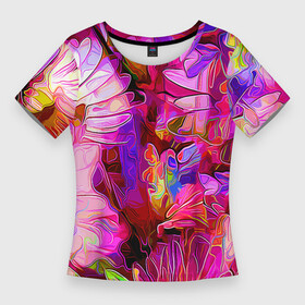 Женская футболка 3D Slim с принтом Красочный цветочный паттерн  Floral pattern в Новосибирске,  |  | fashion | flowers | pattern | petal | лепесток | мода | узор | цветы