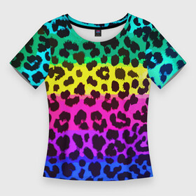 Женская футболка 3D Slim с принтом Leopard Pattern  Neon в Новосибирске,  |  | fashion | leopard | neon | pattern | skin | vanguard | авангард | леопард | мода | неон | узор