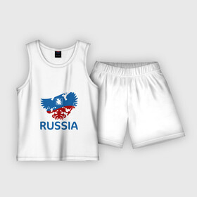 Детская пижама с шортами хлопок с принтом russia в Новосибирске,  |  | russia | ussr | герб | герб россии | патриотизм | россия | ссср | флаг россии | я русский