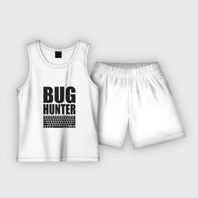 Детская пижама с шортами хлопок с принтом Bug Хантер в Новосибирске,  |  | bug | hunter | programmer | админ | баг | код | охотник | программист | сисадмин | тестер
