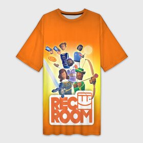 Платье-футболка 3D с принтом VR игра REC ROOM в Новосибирске,  |  | game | rec room | vr | vr game | виар | виртуальная реальность | игры виар | рек рум | рекрум