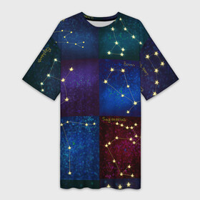 Платье-футболка 3D с принтом Созвездия Северного полушария летом в Новосибирске,  |  | constellations | galaxy | stars | вселенная | звезды | небо | ночное | полушарие | северное | созвездия