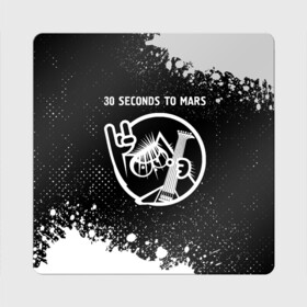 Магнит виниловый Квадрат с принтом 30 Seconds to Mars / КОТ / Краска в Новосибирске, полимерный материал с магнитным слоем | размер 9*9 см, закругленные углы | 30 seconds to mars | 30 секондс | 30stm | band | mars | metal | paint | rock | seconds | брызги | группа | кот | краска | марс | рок