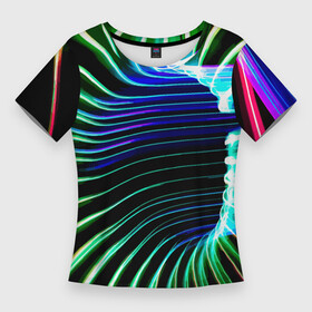 Женская футболка 3D Slim с принтом Portal  Fashion pattern  Neon в Новосибирске,  |  | color | fashion | neon | pattern | portal | мода | неон | портал | узор | цвет
