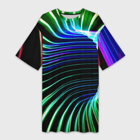 Платье-футболка 3D с принтом Portal  Fashion pattern  Neon в Новосибирске,  |  | color | fashion | neon | pattern | portal | мода | неон | портал | узор | цвет
