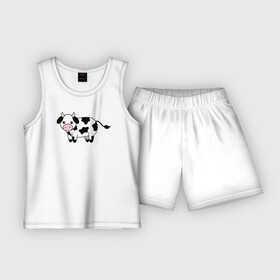 Детская пижама с шортами хлопок с принтом Коровка (прикольный рисунок) в Новосибирске,  |  | буренка | бык | корова | коровка | прикольная | рисунок