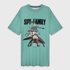 Платье-футболка 3D с принтом Spy x Family в Новосибирске,  |  | anime | anya forger | family | loid forger | spy | spy x family | yor forger | аниме | аня форджер | йор | йор форджер | ллойд форджер | семья шпиона | семья шпионов | форджер | шпион