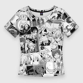 Женская футболка 3D Slim с принтом Ansatsu kyoshitsu pattern в Новосибирске,  |  | anime | karma akabane | koro sensei | nagisa shiota | аниме | анимэ | карма акабанэ | коро сэнсэй | нагиса сиота | шиото нагиса