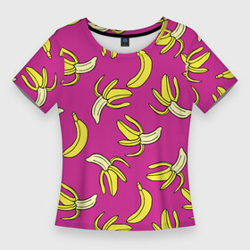 Женская футболка 3D Slim с принтом Banana pattern  Summer  Color в Новосибирске,  |  | Тематика изображения на принте: banana | color | pattern | summer | банан | лето | узор | цвет