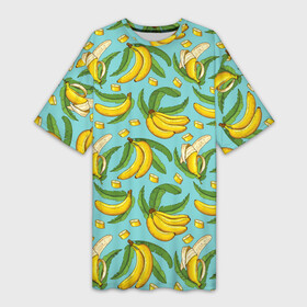 Платье-футболка 3D с принтом Banana pattern  Summer  Fashion 2022 в Новосибирске,  |  | Тематика изображения на принте: banana | fashion | pattern | summer | банан | лето | мода | узор