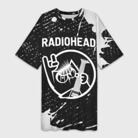 Платье-футболка 3D с принтом Radiohead + КОТ + Краска в Новосибирске,  |  | band | metal | paint | radiohead | rock | брызги | группа | кот | краска | радиохед | рок