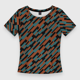 Женская футболка 3D Slim с принтом Разноцветные прямоугольники абстракция в Новосибирске,  |  | abstraction | rectangles | squares | абстракция | квадраты | линии | молодежный | оранжевый | прямоугольники | синий | современный | фигуры | черный