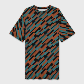 Платье-футболка 3D с принтом Разноцветные прямоугольники абстракция в Новосибирске,  |  | abstraction | rectangles | squares | абстракция | квадраты | линии | молодежный | оранжевый | прямоугольники | синий | современный | фигуры | черный