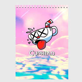 Скетчбук с принтом Cuphead | Разбитая чашечка в Новосибирске, 100% бумага
 | 48 листов, плотность листов — 100 г/м2, плотность картонной обложки — 250 г/м2. Листы скреплены сверху удобной пружинной спиралью | Тематика изображения на принте: cuphead | cupheadshow | игра чашки | капхед | капхэд | нетфликс | чашечки | чашка | чашки | шоу | шоу чашечка