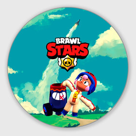 Круглый коврик для мышки с принтом brawlstars Выстрел Бонни Bonny в Новосибирске, резина и полиэстер | круглая форма, изображение наносится на всю лицевую часть | Тематика изображения на принте: boni | bonnie | brawl | brawl stars | brawlstars | brawl_stars | бони | бонни | бравлстарс