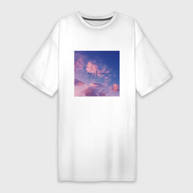 Платье-футболка хлопок с принтом Enjoy the now в Новосибирске,  |  | aethetic | clouds | inspiration | minimalism | motivation | pinterest | quote | sky | вдохновение | закат | минимализм | мотивация | небо | облака | оптимизм | пинтерест | подарок девушке | природа | цитата | эстетика | эстетичный