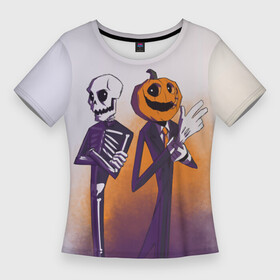 Женская футболка 3D Slim с принтом Spooky Month. Skid and Pump в Новосибирске,  |  | pump | skid | spooky dance | spooky month | жуткий месяц | жуткий танец | памп | скид