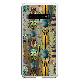 Чехол для Samsung Galaxy S10 с принтом Яркие жуки в Новосибирске, Силикон | Область печати: задняя сторона чехла, без боковых панелей | Тематика изображения на принте: божья коровка | жуки | насекомые | природа | яркие жуки