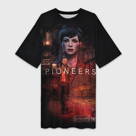 Платье-футболка 3D с принтом Vampire: The Masquerade Bloodlines 2 Pioneers в Новосибирске,  |  | Тематика изображения на принте: вампиры | клан | мир тьмы | оборотни | сиэтл | слабокровный