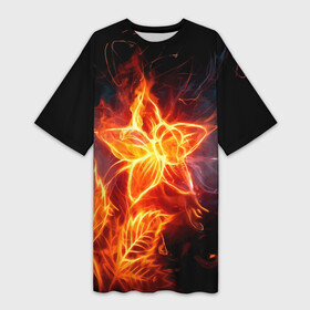 Платье-футболка 3D с принтом Flower  Neon  Fashion 2035  Flame в Новосибирске,  |  | fashion | fire | flame | flower | neon | мода | неон | огонь | пламя | цветок