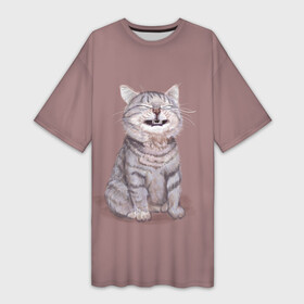 Платье-футболка 3D с принтом Недовольный котик  Disgruntled cat в Новосибирске,  |  | animal | cat | pet | бежевый фон | домашнее животное | животное | животные | зверек | звери | зверь | интересные иллюстрации | кот | котейка | коти | котик | кошара | кошка | недовольный к | прикольные картинки