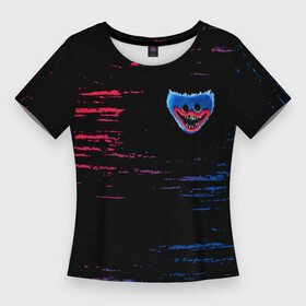 Женская футболка 3D Slim с принтом ХАГИ ВАГИ  Брызги в Новосибирске,  |  | head | huggy | hugy | logo | paint | playtime | poppy | wuggy | wugy | брызги | ваги | голова | игра | игры | краска | лицо | лого | плейтайм | поппи | рожица | символ | ужасы | хаги