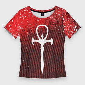 Женская футболка 3D Slim с принтом The Masquerade Bloodhunt  Emblem в Новосибирске,  |  | Тематика изображения на принте: battle royale | blood hunt | bloodhunt | emblem | logo | the masquerade | vampire | блудхант | вампир | вампиры | лого | логотип | эмблема