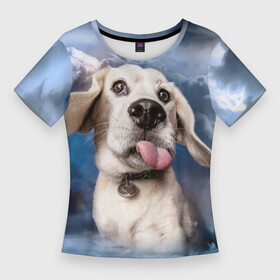 Женская футболка 3D Slim с принтом Бигль  веселый собакен в Новосибирске,  |  | handeyework | арт | веселые | волк | животные | нос | нюх | прикольные | смех | смешные | собаки | собка | улыбка | хаски
