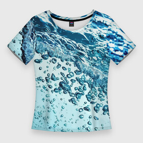 Женская футболка 3D Slim с принтом Wave  Pacific ocean в Новосибирске,  |  | Тематика изображения на принте: bubbles | ocean | sea | water | wave | вода | волна | море | океан | пузырьки