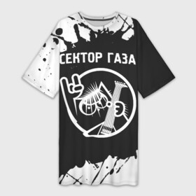 Платье-футболка 3D с принтом Сектор Газа + КОТ + Брызги в Новосибирске,  |  | band | metal | paint | rock | брызги | газа | группа | кот | краска | рок | сектор | сектор газа