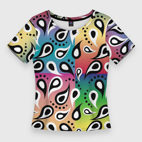 Женская футболка 3D Slim с принтом Well paisley pattern в Новосибирске,  |  | Тематика изображения на принте: kerchief | градиент | пейсли | спираль | узоры