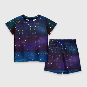 Детский костюм с шортами 3D с принтом Самые известные созвездия Северного полушария летом в Новосибирске,  |  | constellations | galaxy | stars | вселенная | звезды | небо | ночное | полушарие | северное | созвездия