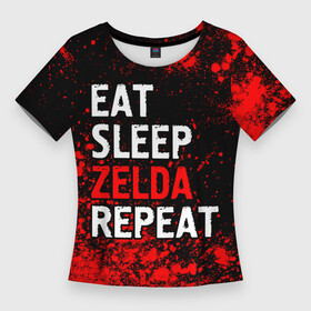 Женская футболка 3D Slim с принтом Eat Sleep Zelda Repeat  Краска в Новосибирске,  |  | eat sleep zelda repeat | legend | logo | the | zelda | зельда | игра | игры | краска | краски | легенд | лого | логотип | символ
